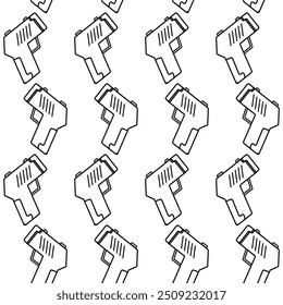 Linda pistola patrón Vector línea negra con fondo blanco