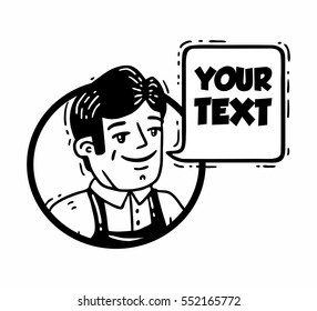 cute guy smiles and says circle comics for text