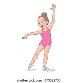 Cute gymnast girl is on white background. Vector illustration sport kids.