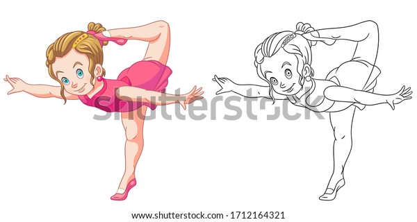 Cute Gymnastic Girl Ballet Dancer Coloring Stock Vector (Royalty Free