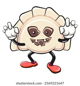 Cute gyoza dumpling vektor illustration mascot character become a scary halloween character, Xiao Long Bao, Asian, Chinese food, work of hand drawn