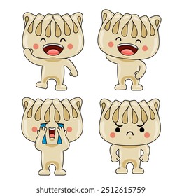 bonito gyoza mascote personagem vetor ilustração