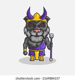 Cute hades tiger character illustration. Simple animal vector design. Isolated with soft background.