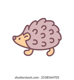 Cute hadgehog icon. Hand drawn illustration of a little urchin isolated on a white background. Vector 10 EPS.