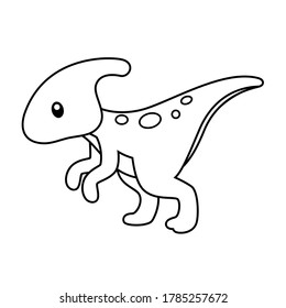 Cute Hadrosaur Coloring Page Vector Illustration On White