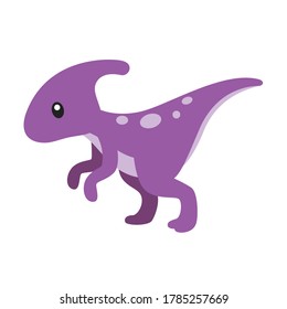 Cute Hadrosaur Vector Illustration on White