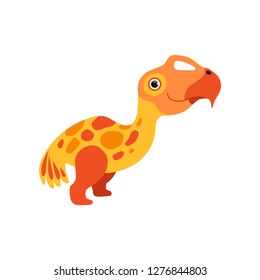 Cute hadrosaurids dinosaur, funny baby dino cartoon character vector Illustration