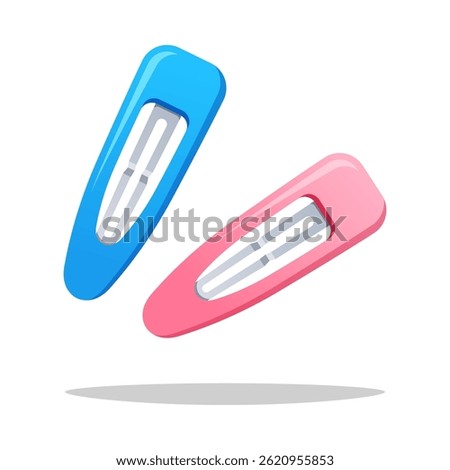 Cute hair clips vector isolated on white background. Hairpin isolated.