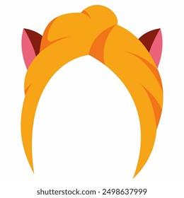 Cute hair towel with cat ears vector cartoon illustration isolated on a white background.