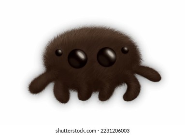 Cute hairy spider looks at you with all the galases