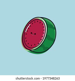 a cute half juicy watermelon