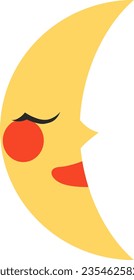 Cute Half Moon Face Cartoon Expression Astrology Vector Illustration