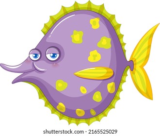A cute halibut fish on white background illustration