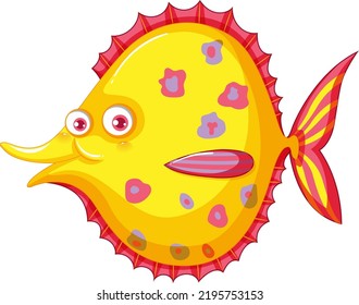 A cute halibut fish on white background illustration