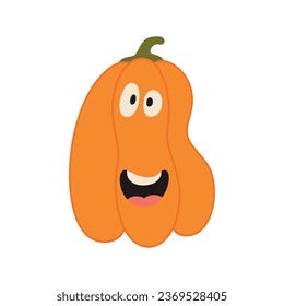 Cute Halloween alphabet letter B pumpkin character. Funny kids decorative lettering. for t-shirt, nursery decoration, baby shower, greeting card, invitation, scrapbooking. Vector stock illustration.