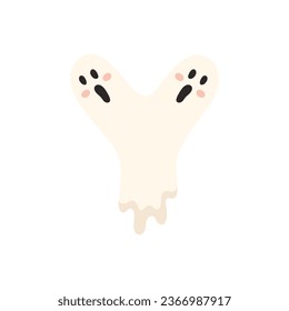 Cute Halloween alphabet letter Y ghost character. Funny kids decorative lettering. for t-shirt, nursery decoration, baby shower, greeting card, invitation, scrapbooking. Vector stock illustration.