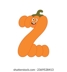 Cute Halloween alphabet letter Z pumpkin character. Funny kids decorative lettering. for t-shirt, nursery decoration, baby shower, greeting card, invitation, scrapbooking. Vector stock illustration.