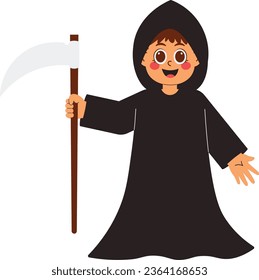 Cute Halloween Angel of Death Illustration