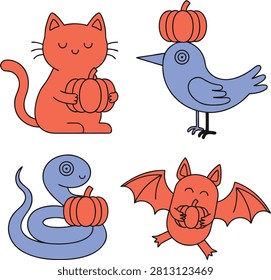 Cute Halloween Animals Holding