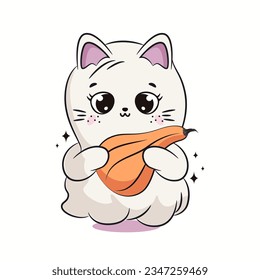 Cute halloween baby ghost. Cute cartoon character. Vector illustration.