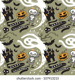 Cute Halloween background. Vector drawing.