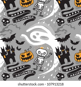 Cute Halloween background. Vector drawing.