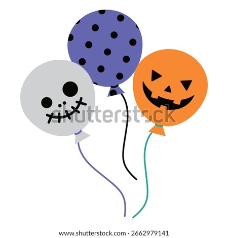 Cute Halloween balloons, jack-o'-lanterns and ghosts