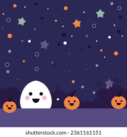 Cute Halloween banner dark color with cute style, simple halloween banner design template