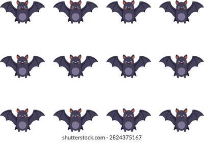 Cute Halloween Bat Cartoon Character Collection With Flying Wings