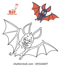 Cute Halloween bat color and outlined for coloring page