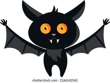 Cute Halloween Bat Fangs Wings Stock Vector (Royalty Free) 2166142541 ...