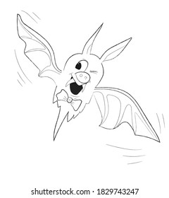 Cute Halloween bat outlined for coloring page