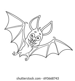 Cute Halloween bat outlined for coloring page