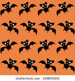 Cute Halloween bat. Seamless vector illustration with funny characters
