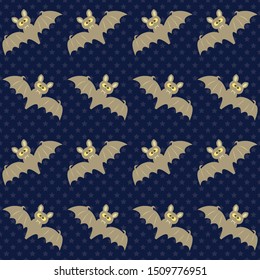 Cute Halloween bat. Seamless vector illustration with funny characters