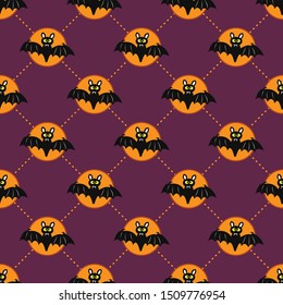 Cute Halloween bat. Seamless vector illustration with funny characters