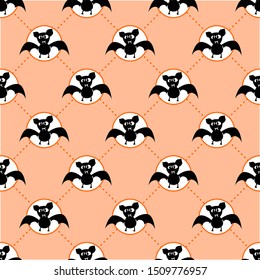 Cute Halloween bat. Seamless vector illustration with funny characters