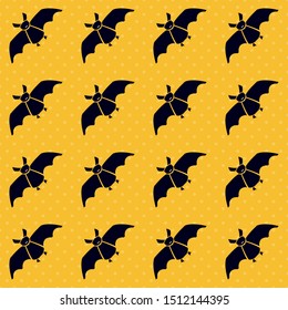 Cute Halloween bat. Seamless vector illustration with spooky silhouettes