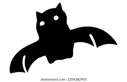 Cute Halloween bat silhouette vector illustration. Isolated on white background