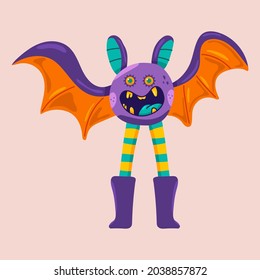 Cute Halloween bat vector cartoon character isolated on background.
