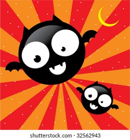 cute halloween bats greeting
