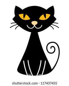 Cute halloween black Cat isolated on white