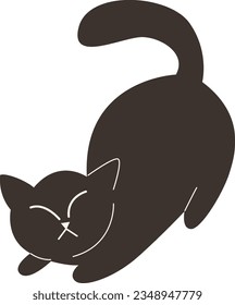 Cute Halloween Black Cat Witch Stretching Vector Illustration