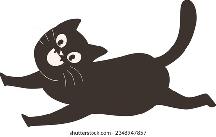 Cute Halloween Black Cat Witch Running Vector Illustration