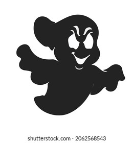 Cute Halloween Black Ghost on White Background