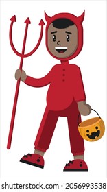Niño de Halloween lindo disfrazado de diablo