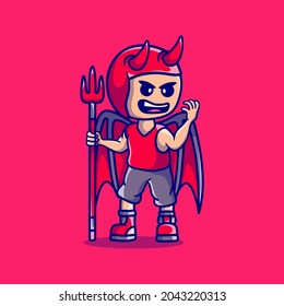cute halloween boy wearing devil costume, suitable for t-shirt designs or cute icons