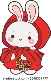 Cute Halloween Bunny stock illustration. Funny bunny Halloween for sticker elements. Bunny with red riding hood costume