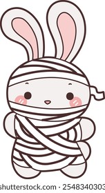 Cute Halloween Bunny stock illustration. Funny bunny Halloween for sticker elements. Bunny wearing a mummy costume