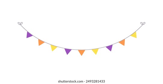 Cute Halloween Bunting Garland Illustration. Simple banner hanging party classy decor vector element.